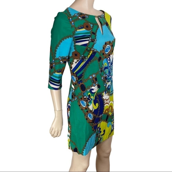 Sangria Size 6 Colourful Abstract 3/4 Sleeve Knee Length Business Dress … - Picture 4 of 16